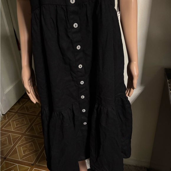 NWT NICOLE MILLER NEW YORK Linen Blend Black Halter Button-Down Midi Dress - Picture 6 of 11